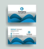 Double-sided creative Professional modern simple unique blue minimalist gold elegant vector blank vertical and clean business card design print template