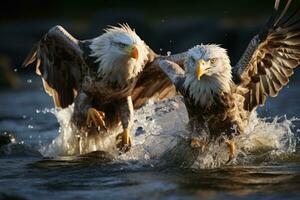 AI generated Realistic Eagles Ready for Hunting Fish Beautiful Image Generative AI photo