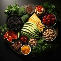 AI generated Realistic Spice Background Different Seasonings in Cups on Table Generative AI photo