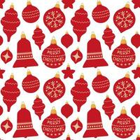 Seamless pattern red Christmas tree toys. New year toy decoration pattern - stock vector