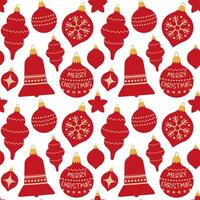 Seamless pattern red Christmas tree toys. New year toy decoration pattern - stock vector