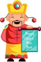 Chinese man holding a banner vector illustration
