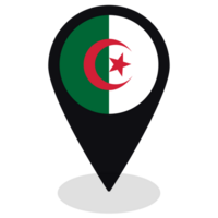 bandiera di algeria bandiera su carta geografica Pinpoint icona isolato nero colore png