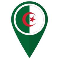 Flag of Algeria flag on map pinpoint icon isolated green color vector