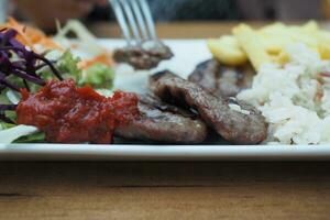 Traditional Turkish Cuisine Meatball Akhisar Kofte photo