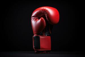 AI generated Boxing glove on dark background, close up photo