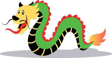Green cartoon dragon vector illusatration on white background