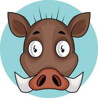 Brown cartoon pig vector illustration on white background