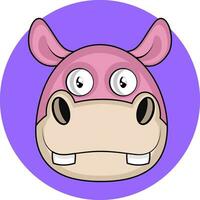 Cute cartoon pink hippo vector illustartion on white background