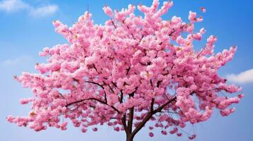 ai generado Cereza florecer árbol en contra azul cielo foto