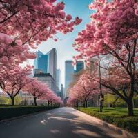 AI generated Cherry Blossom Avenue photo