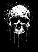 AI generated black and white black skull, photo