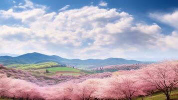 AI generated Cherry Blossom Landscape photo