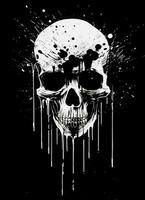 AI generated black and white black skull, photo