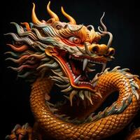 AI generated A vibrant orange and yellow Chinese dragon, photo