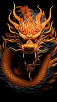 AI generated A vibrant orange and yellow Chinese dragon, photo