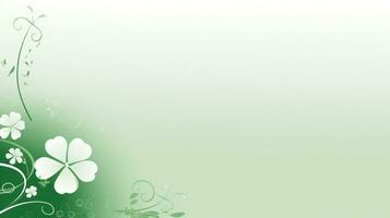 AI generated A simple yet elegant St. Patrick's Day background with a white clover on a green background. photo