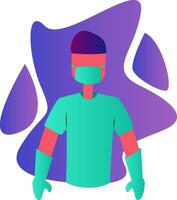 Ward boy with medical mask and gloves colorful vector illustration on a white background