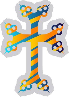 Colorful Armenian Cross vector illustration on a white background