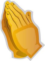 Vector illustration of a yellow hands praying on a white background