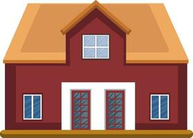 Cartoon red building with yellow roof vector illustartion on white background