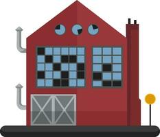 Cartoon red building with blue windows vector illustartion on white background