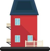 Cartoon red building with bule roof vector illustartion on white background