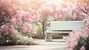 AI generated A dreamy spring garden with a soft focus and pastel colors, i photo