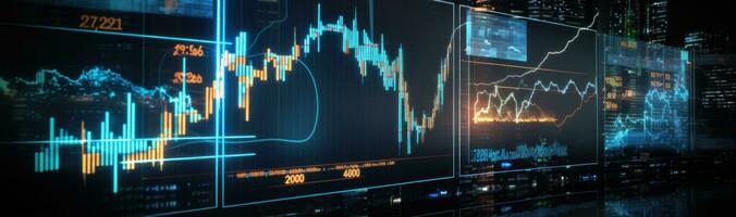 AI generated trading board with stock market charts and chart, photo