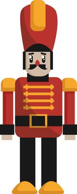 Simple vector illustration of a christmas nut cracker in red and black suit on white background