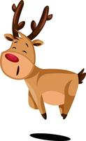 Joyful chrstmas deer jumping around vector illustration on a white background