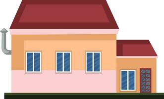 Cartoon orange building with red roof vector illustartion on white background