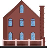 Cartoon red building with blue windows vector illustartion on white background