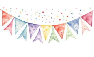 AI generated watercolor bunting garland isolated png