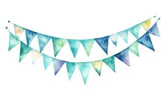 AI generated watercolor bunting garland isolated photo