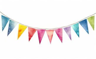 AI generated watercolor bunting garland isolated photo
