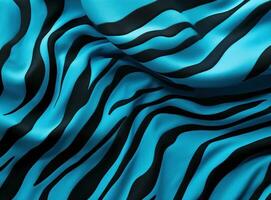 AI generated the image shows blue, black, and white zebra stripes on a blue fabric, photo