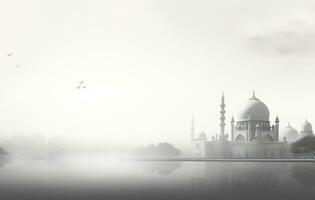 AI generated the mosque in black and white background, photo