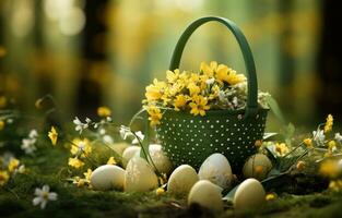 AI generated the best easter greeting baskets and supplies, photo