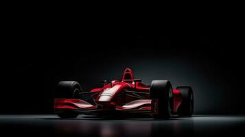 AI generated red racing car on a dark background with copy space photo