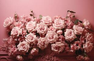 ai generado rosado peonía antecedentes con blanco y rosado flores, romántico influencias, foto