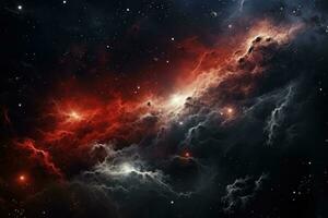 AI generated red and white stars in space, photo