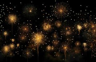 AI generated fireworks illuminated in the sky against a black background, photo