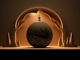 AI generated decorative desert lamp with the moon and sun in the background, photo
