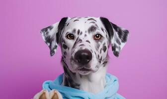 AI generated dog on pink background photo