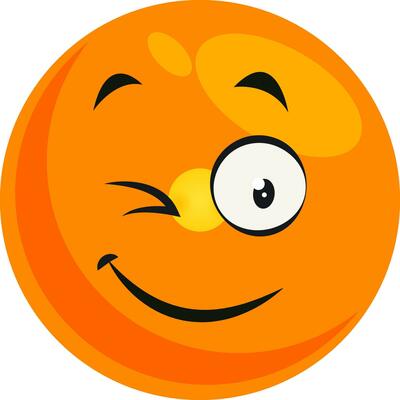 Winking emoji, illustration, vector on white background