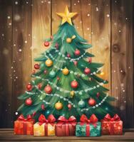 AI generated christmas tree illustration holiday isolated photo