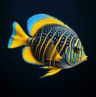 AI generated an ocean fish has a black, blue and yellow background, i photo