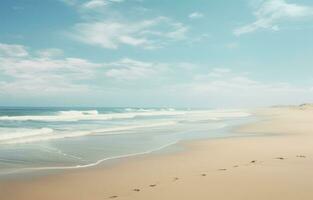 AI generated an empty beach with an open ocean in background, photo