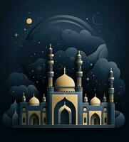 AI generated an abstract illustration of a mosque and crescent, photo